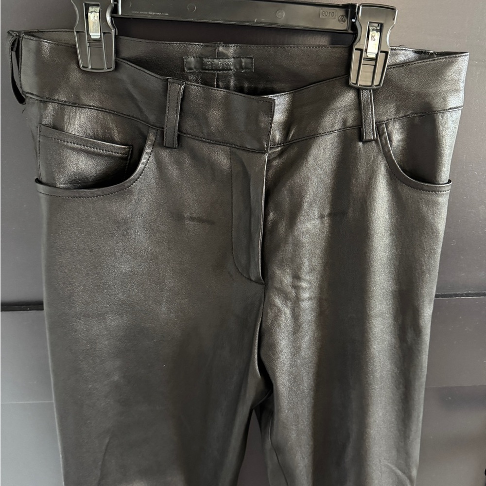 The Row Sleek Black Leather Pants with Ankle Zippers